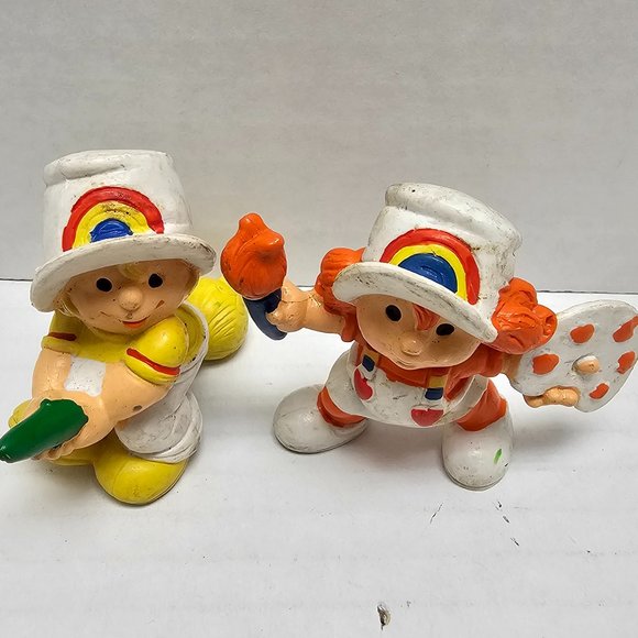 Vintage 80s Rainbow Kid PVC Figure Toy Wallace Berrie Orange Yellow Sunny Flying - Picture 1 of 9